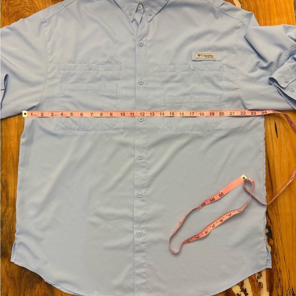 Columbia PFG Tamiami Fishing Shirt Mens Large Blue Omni Shade Long Sleeve - Picture 4 of 9